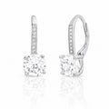 Sterling Silver Cubic Zirconia Round Lever Back Earring