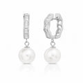 Sterling Silver Cubic Zirconia Dangle Huggie Earring