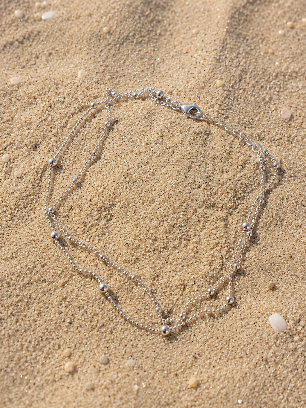 Sterling Silver Double Layered Ball Anklet