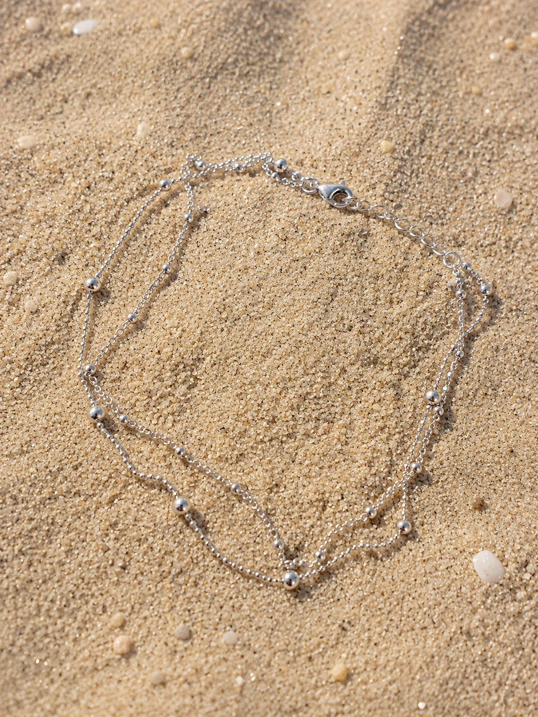 Sterling Silver Double Layered Ball Anklet