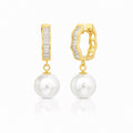 Gold Plated Sterling Silver Cubic Zirconia Dangle Huggie Earring