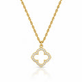 Gold Plated Sterling Silver Cubic Zirconia Clover Necklace
