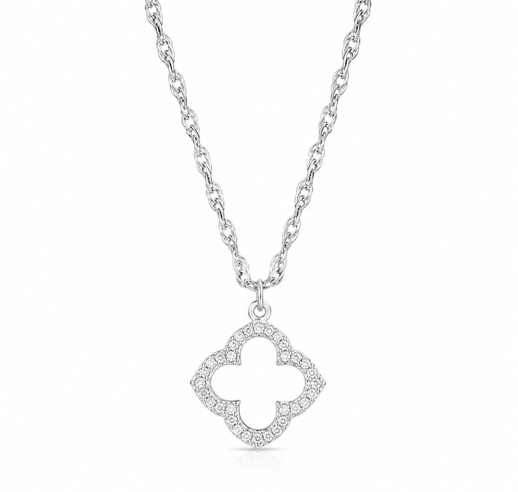 Sterling Silver Cubic Zirconia Clover Necklace