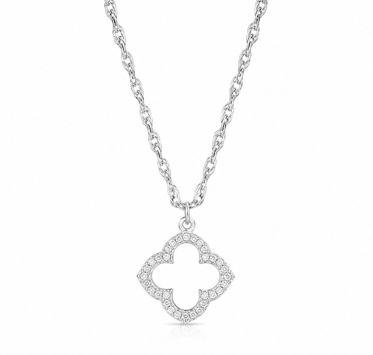 Sterling Silver Cubic Zirconia Clover Necklace