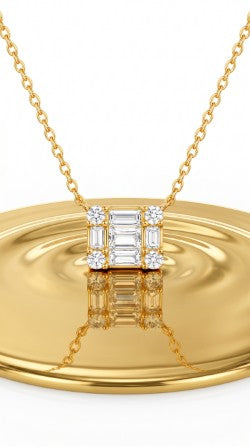 Gold Plated Sterling Silver Cubic Zirconia Square Necklace