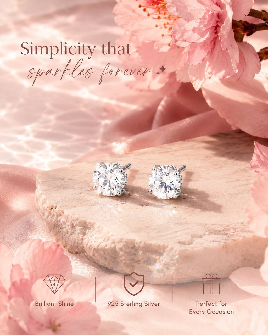 Sterling Silver Cubic Zirconia 5MM Stud Earring