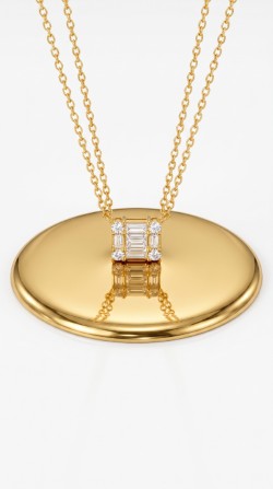 Gold Plated Sterling Silver Cubic Zirconia Square Necklace