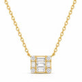 Gold Plated Sterling Silver Cubic Zirconia Square Necklace
