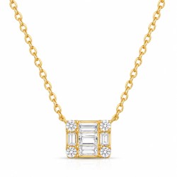Gold Plated Sterling Silver Cubic Zirconia Square Necklace