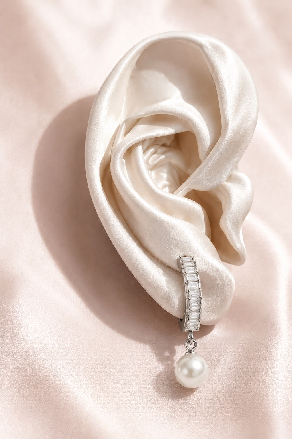 Sterling Silver Cubic Zirconia Dangle Huggie Earring
