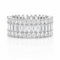 Sterling Silver Cubic Zirconia Round & Baguette Shaped Stackable Ring Size 8