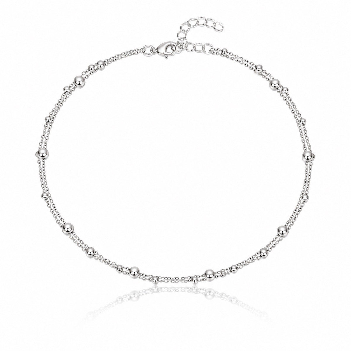 Sterling Silver Double Layered Ball Anklet